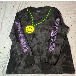 Insomniac Electric Mile Tie Dye Long Sleeve Shirt Mens Large Black Rave EDM Tee